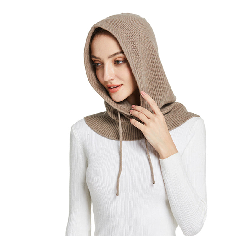 Winter Neck Cover Cashmere Knitted Hooded Hat Women Balaclava Skullies Beanies Face Ear Protect Woo 8