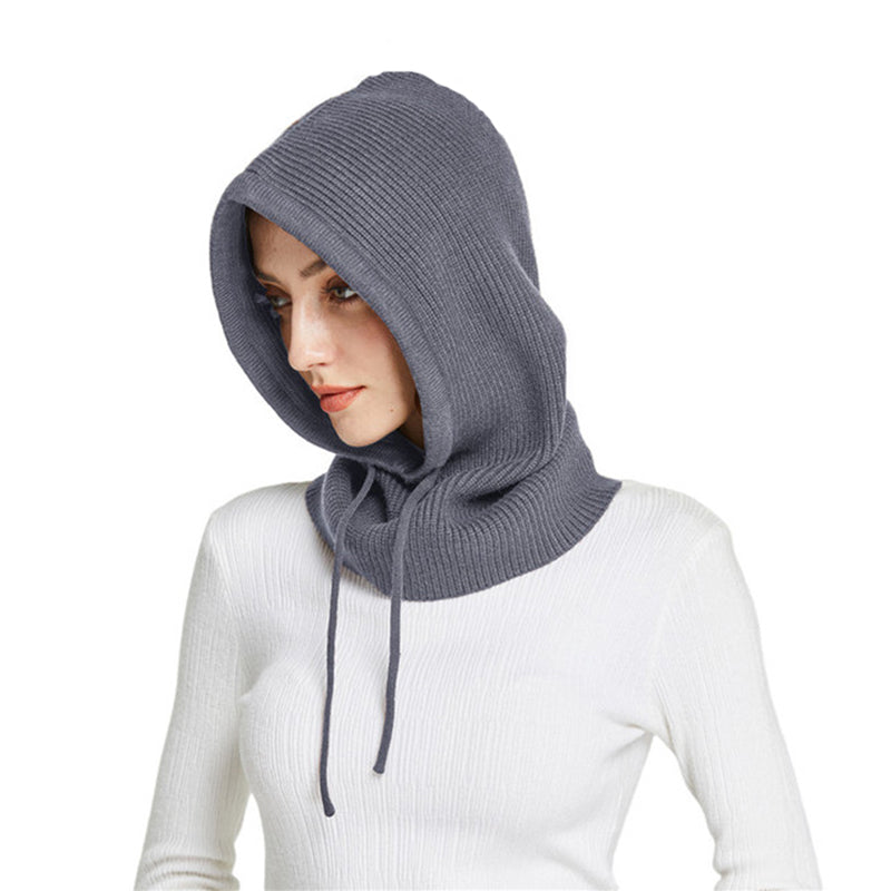 Winter Neck Cover Cashmere Knitted Hooded Hat Women Balaclava Skullies Beanies Face Ear Protect Woo 5