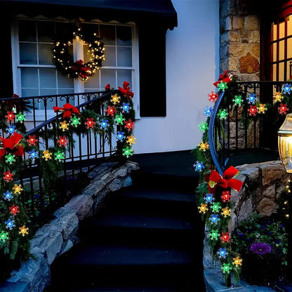 Solar Snowflake Garland Light String for Garden, Wedding & Christmas Outdoor Eave Decoration