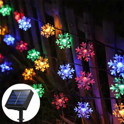 Solar Snowflake Garland Light String for Garden, Wedding & Christmas Outdoor Eave Decoration