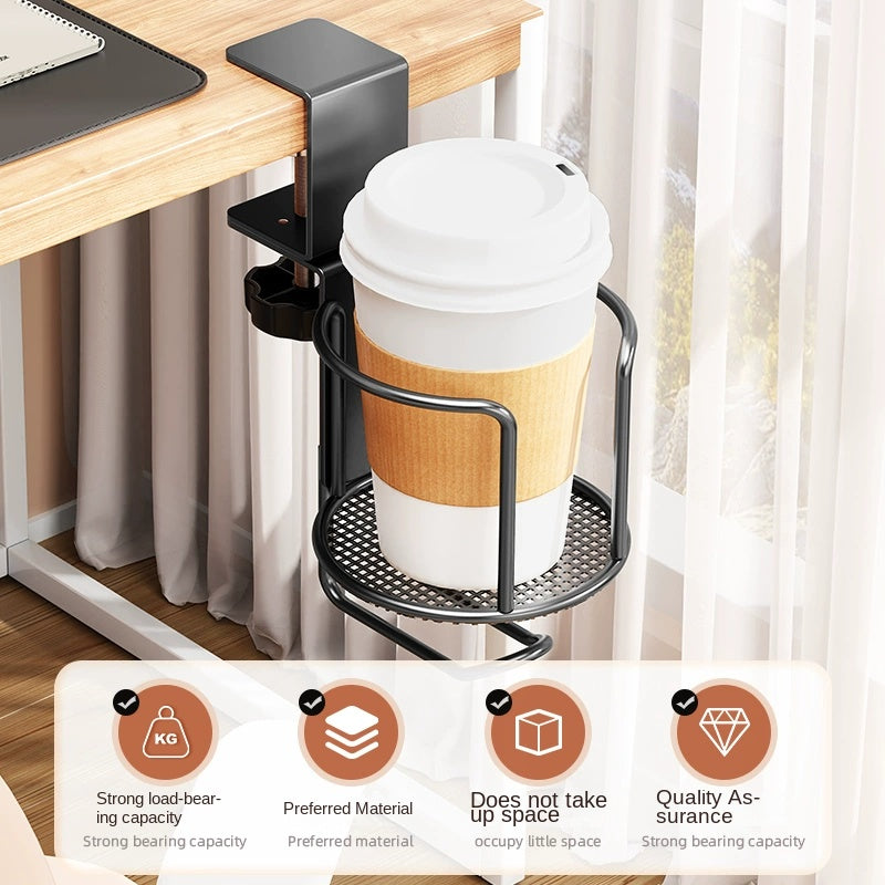 Desk Cup Holder With Headphone Hanger AntiSpill Rotation Stand Hook For Coffee Cups 1