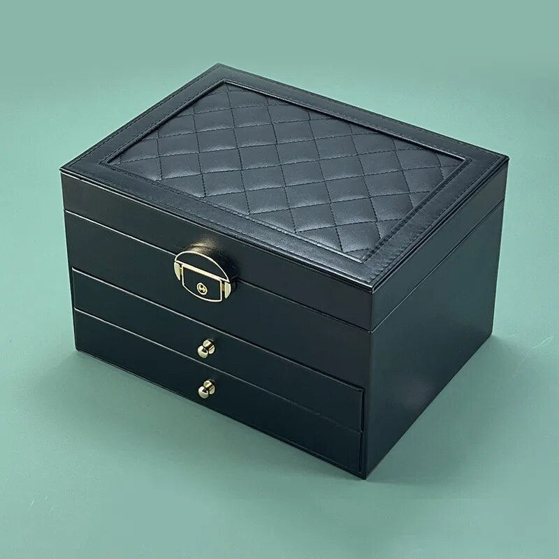 High-End Jewelry Box, Large Capacity Drawer-Type Earring Storage Organizer, Oxidation Finish, Multi-Layer Household