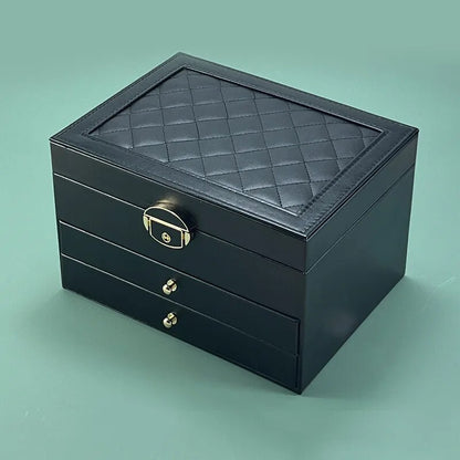 High-End Jewelry Box, Large Capacity Drawer-Type Earring Storage Organizer, Oxidation Finish, Multi-Layer Household
