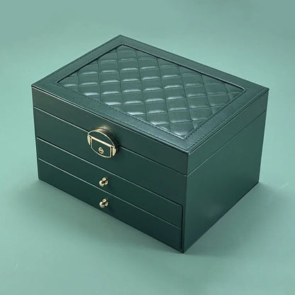 High-End Jewelry Box, Large Capacity Drawer-Type Earring Storage Organizer, Oxidation Finish, Multi-Layer Household