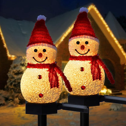 Solar Powered Xmas Pathway Lights LED Snowman Solar Garden Light Outdoor Ground Stake Light For Chr 1