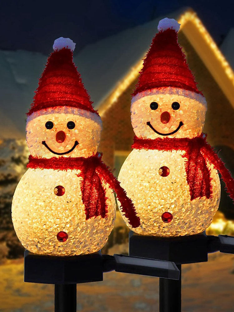 Solar Powered Xmas Pathway Lights LED Snowman Solar Garden Light Outdoor Ground Stake Light For Chr 5