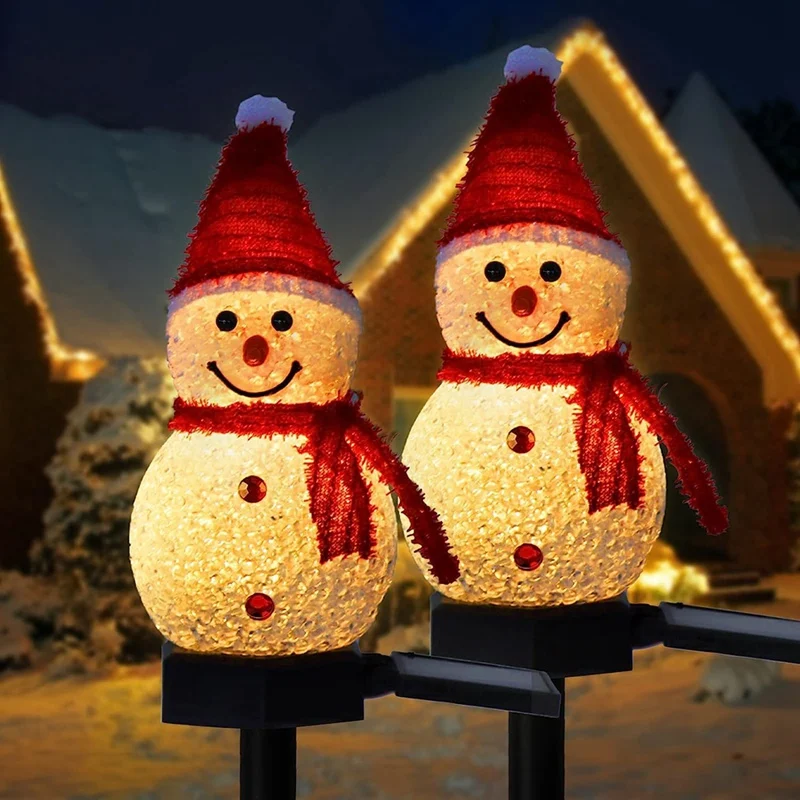 Solar Powered Xmas Pathway Lights LED Snowman Solar Garden Light Outdoor Ground Stake Light For Chr 7