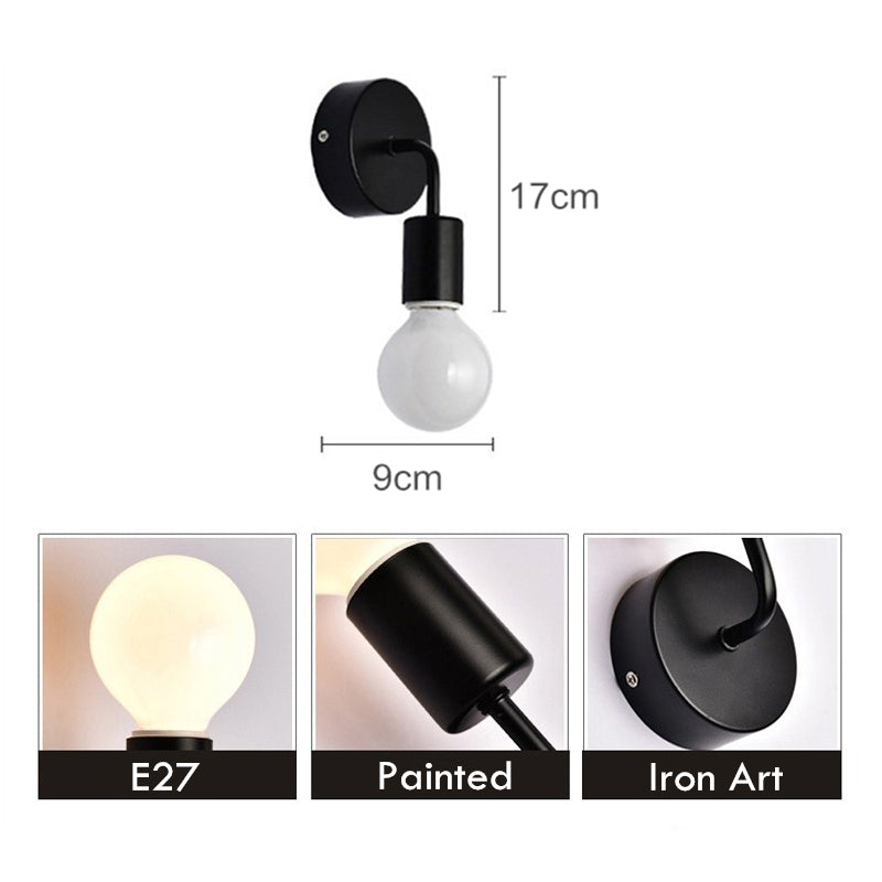 Industrial Decor Iron Black Nordic Modern Wall Lamp for Bedroom Bathroom