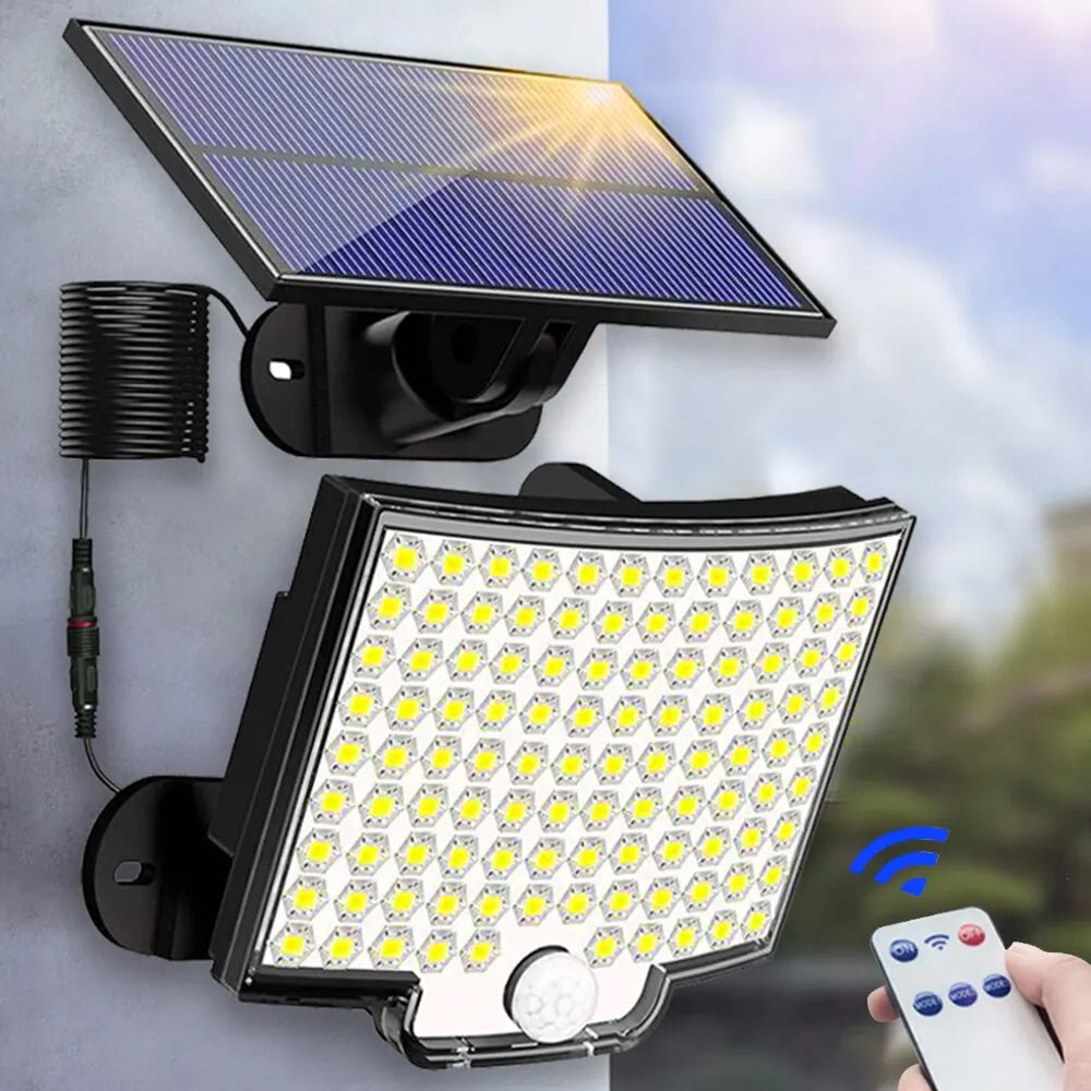 Solar-Powered Outdoor Lights with Motion Sensor, Waterproof LED Floodlight for Wall, Patio, Backyard, Garage