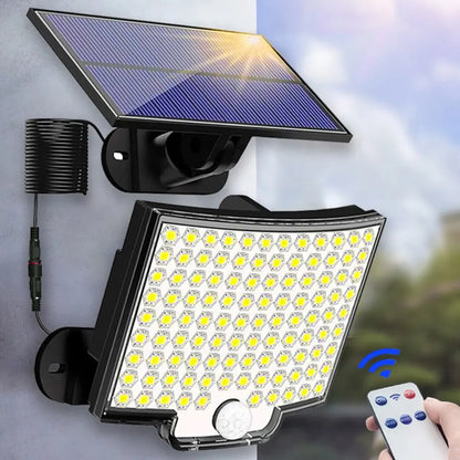 Solar-Powered Outdoor Lights with Motion Sensor, Waterproof LED Floodlight for Wall, Patio, Backyard, Garage