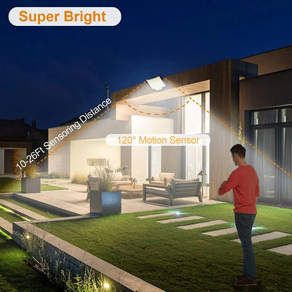SolarPowered Outdoor Lights With Motion Sensor Waterproof LED Floodlight For Wall Patio Backyard Ga 7