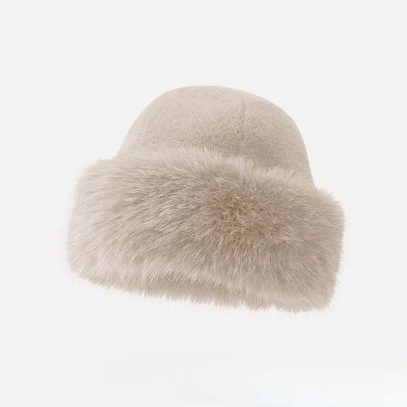 Fluffy Fur Fisherman Hat Windproof Winter Plush Ear Protection Cap Keep Warm Headgear For Women Fas 8