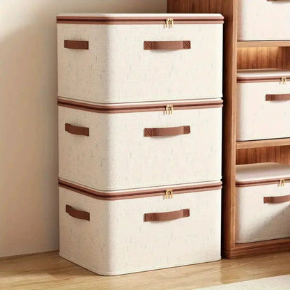 Heavy-duty Hard Shell Cotton Linen Zipper Storage Box with Lid, Large Household Storage Box for Clothes, Toys, Blankets