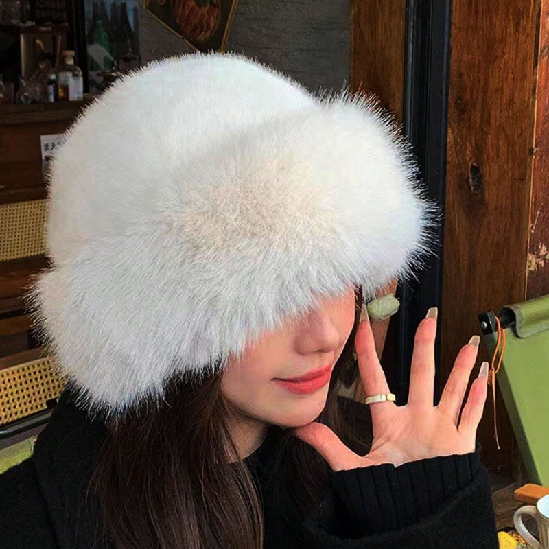 Furry Hats for Women, Thickened Winter Outfits, Solid Color Mongolian Style Hats