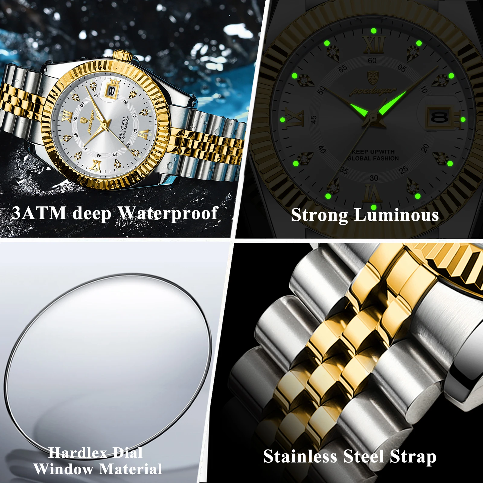 Waterproof Luxury Business Mens Wristwatch Stainless Steel Military Date Quartz Watch 2