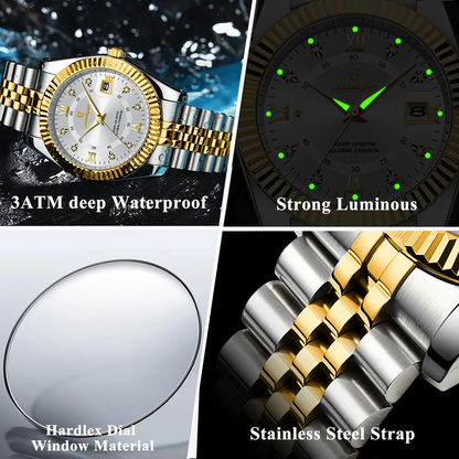 Waterproof Luxury Business Mens Wristwatch Stainless Steel Military Date Quartz Watch 2