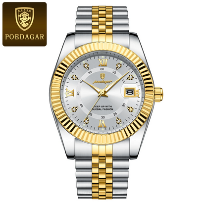 Waterproof Luxury Business Mens Wristwatch Stainless Steel Military Date Quartz Watch 5