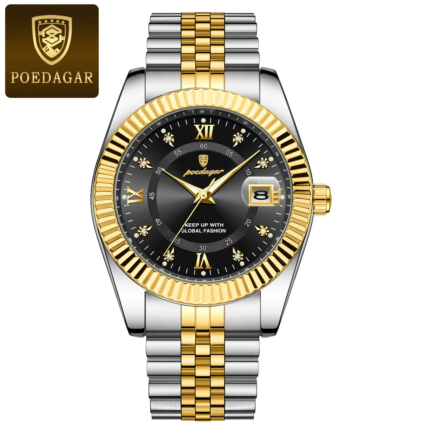Waterproof Luxury Business Mens Wristwatch Stainless Steel Military Date Quartz Watch 6