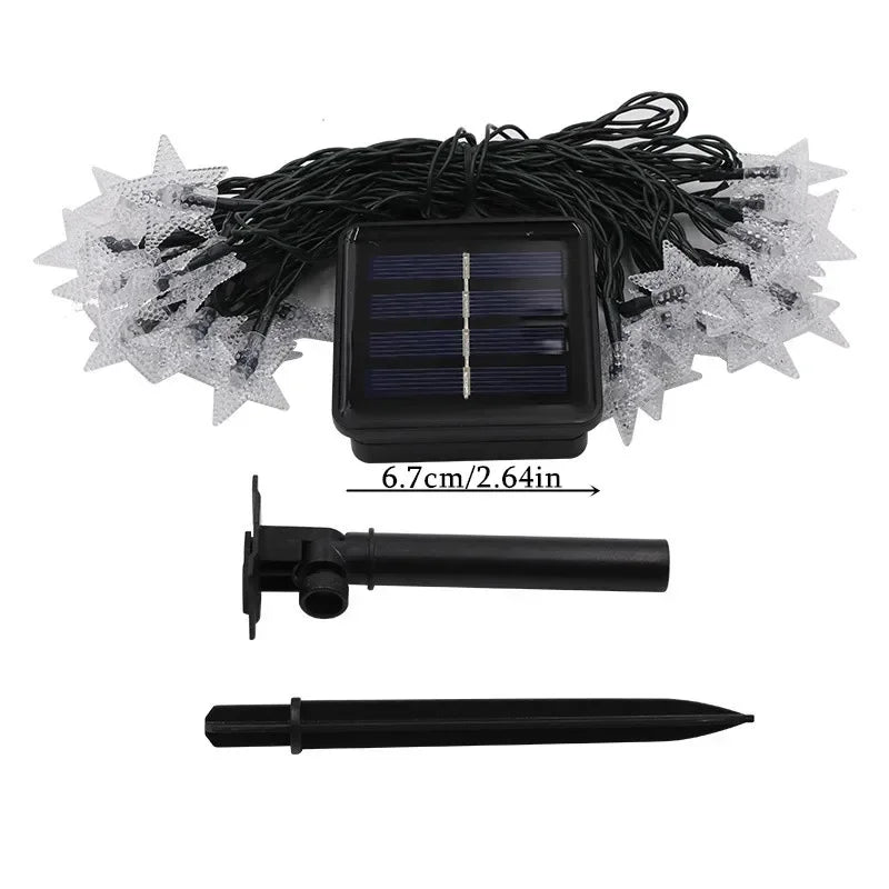 Solar Star String Lights, Outdoor Weatherproof LED Lights for Garden, Christmas, Patio Decor