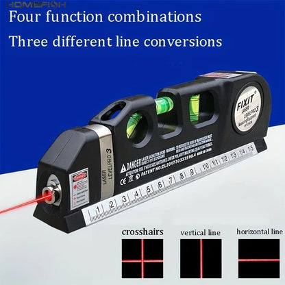 Multipurpose Laser Level Line Tool – Cross Line Laser with 8 Ft Measuring Tape & Standard Level Kit