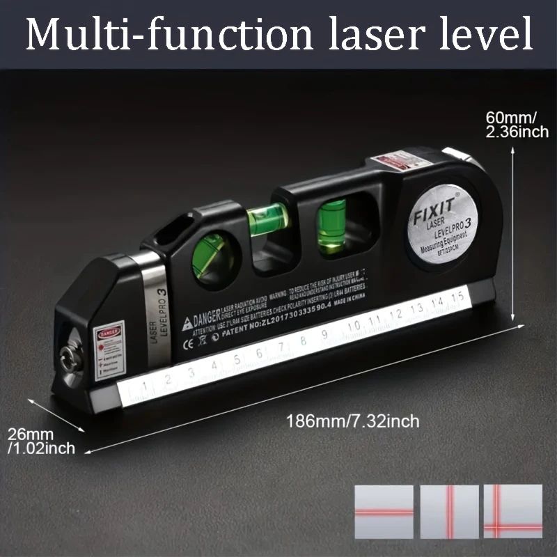 Multipurpose Laser Level Line Tool  Cross Line Laser With 8 Ft Measuring Tape  Standard Level Kit 1