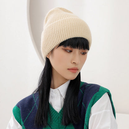 Soft Knit Beanie Warm Rabbit Fur Womens Winter Hats Slouchy Cap Solid Color Casual Outdoor Fashion  1