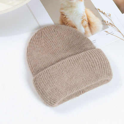Soft Knit Beanie Warm Rabbit Fur Womens Winter Hats Slouchy Cap Solid Color Casual Outdoor Fashion  5