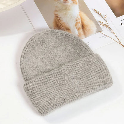 Soft Knit Beanie Warm Rabbit Fur Womens Winter Hats Slouchy Cap Solid Color Casual Outdoor Fashion  7