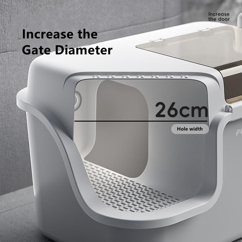 Large Cat Litter Box With Enclosed Design Convenient Lid Splash Proof Corridor Style For Pet Clean 4