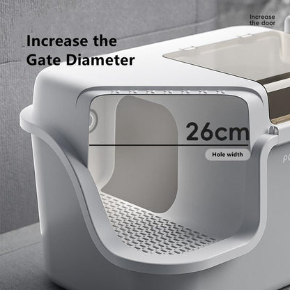 Large Cat Litter Box With Enclosed Design Convenient Lid Splash Proof Corridor Style For Pet Clean 4