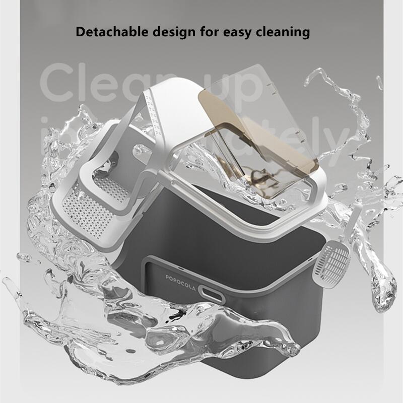 Large Cat Litter Box With Enclosed Design Convenient Lid Splash Proof Corridor Style For Pet Clean 5