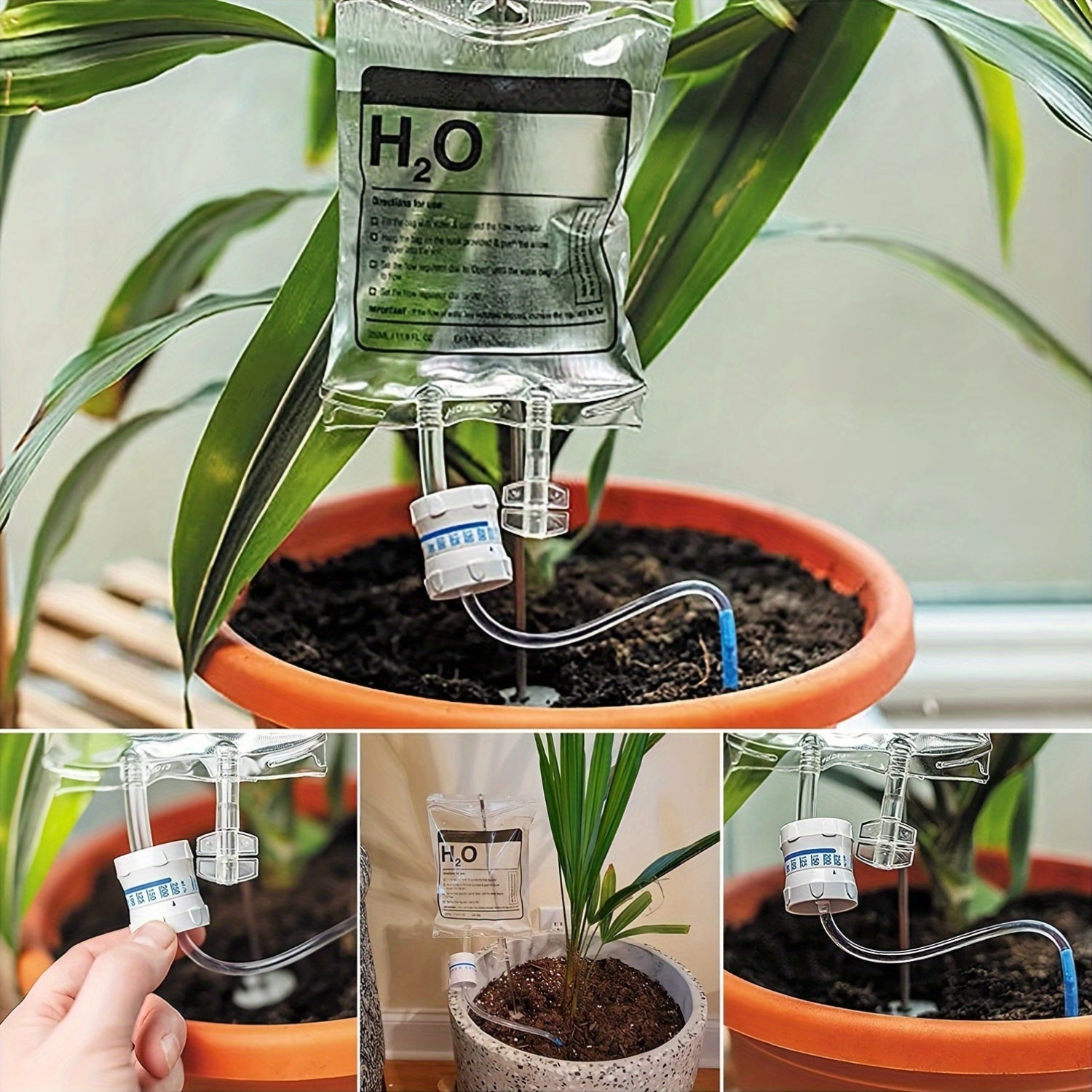 Plant Self Watering System, Adjustable Flow Drip Irrigation Bag, PVC Automatic Drip System for Indoor Flower Pots