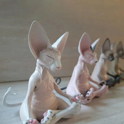 Whimsical Sphynx Buddha Cat Figurine  Meditation Yoga Happy Cat Sculpture For Home  Garden Decor 1