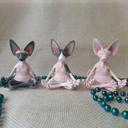 Whimsical Sphynx Buddha Cat Figurine  Meditation Yoga Happy Cat Sculpture For Home  Garden Decor 2
