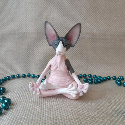 Whimsical Sphynx Buddha Cat Figurine  Meditation Yoga Happy Cat Sculpture For Home  Garden Decor 3