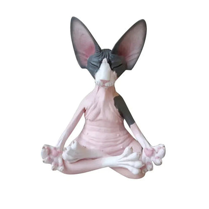 Whimsical Sphynx Buddha Cat Figurine  Meditation Yoga Happy Cat Sculpture For Home  Garden Decor 8