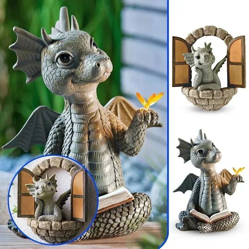 Giant DragonShaped Resin Lawn Sculpture  Gothic Fantasy Garden Statue For Yard  Courtyard Decoratio 2