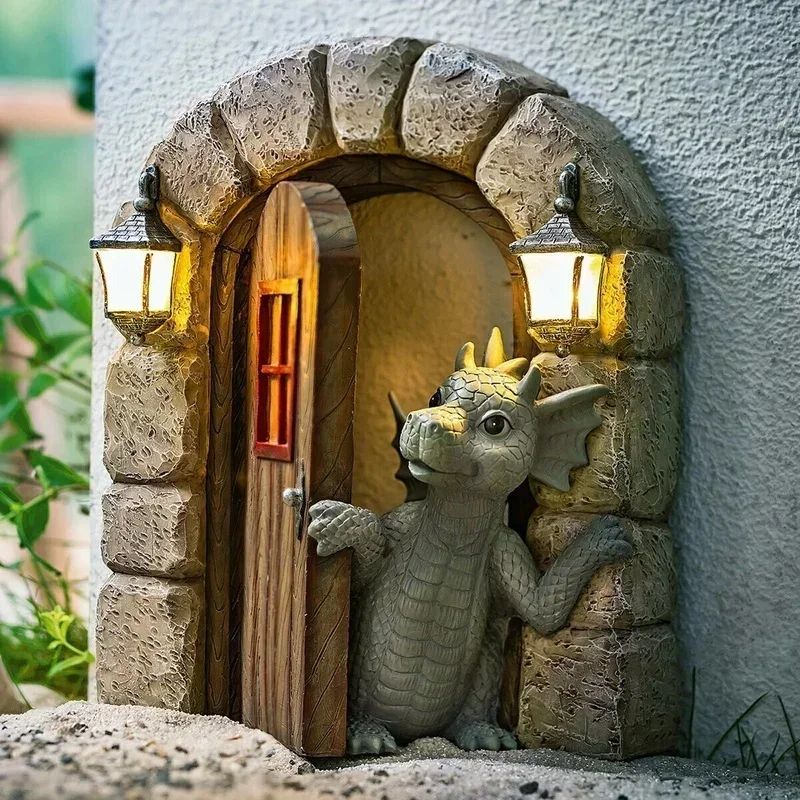 Giant DragonShaped Resin Lawn Sculpture  Gothic Fantasy Garden Statue For Yard  Courtyard Decoratio 5