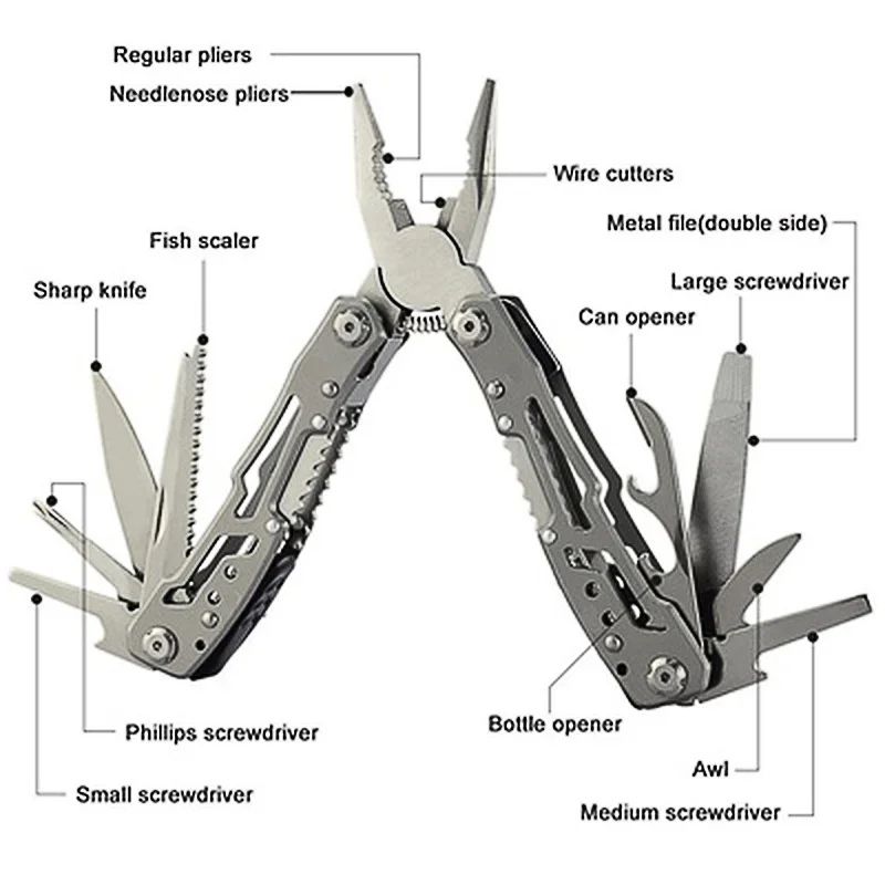 15in1 MultiTool Folding Pliers  Creative Outdoor Camping Survival Tool With Nylon Carry Bag 4