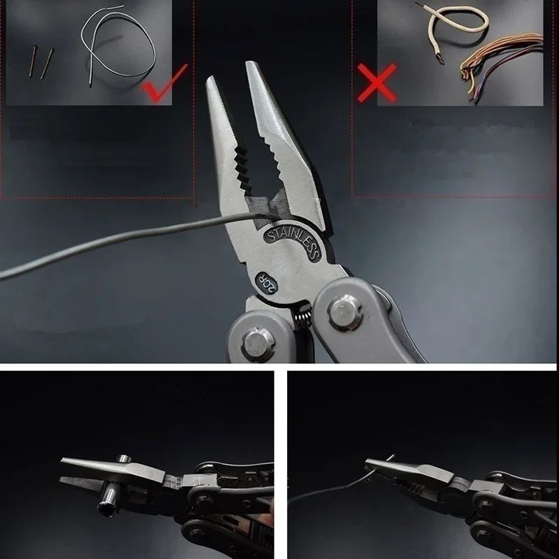 15in1 MultiTool Folding Pliers  Creative Outdoor Camping Survival Tool With Nylon Carry Bag 9