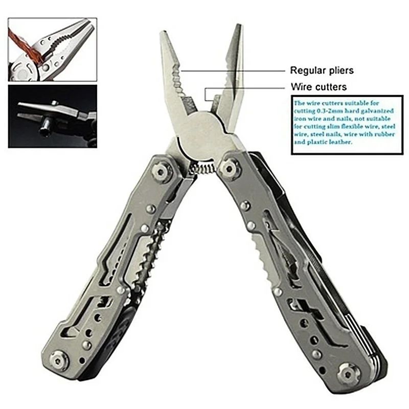15in1 MultiTool Folding Pliers  Creative Outdoor Camping Survival Tool With Nylon Carry Bag 18