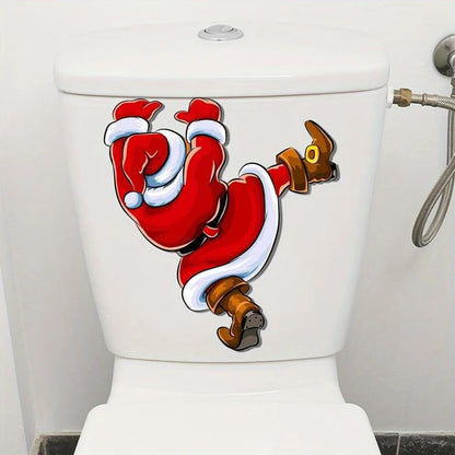 Christmas Santa Claus Wall Sticker – Fun Self-Adhesive Bathroom Toilet & Car Decoration