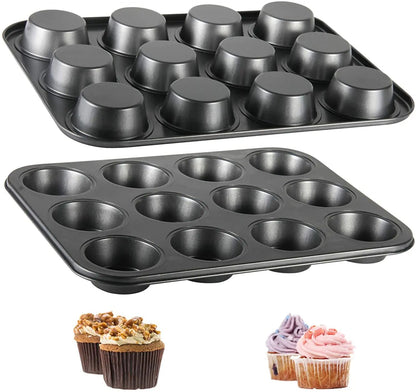 Square Non-Stick Cupcake & Muffin Baking Pan – Heavy-Duty Carbon Steel Tray (6 or 12-Cup)