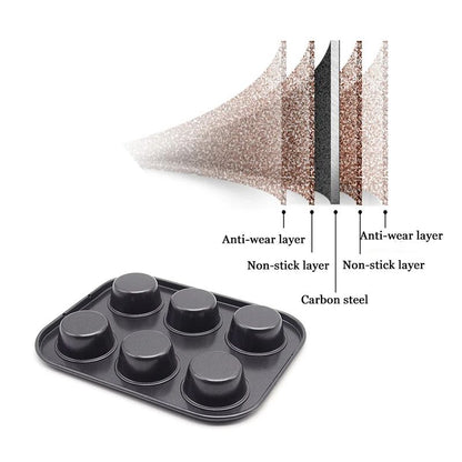 Square NonStick Cupcake  Muffin Baking Pan  HeavyDuty Carbon Steel Tray 6 Or 12Cup 4