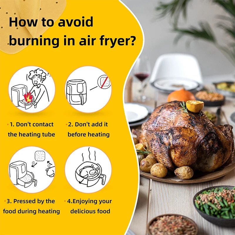 Air Fryer Disposable Parchment Liners  NonStick OilProof Cooking Sheets For Cleaner Faster Meals 4