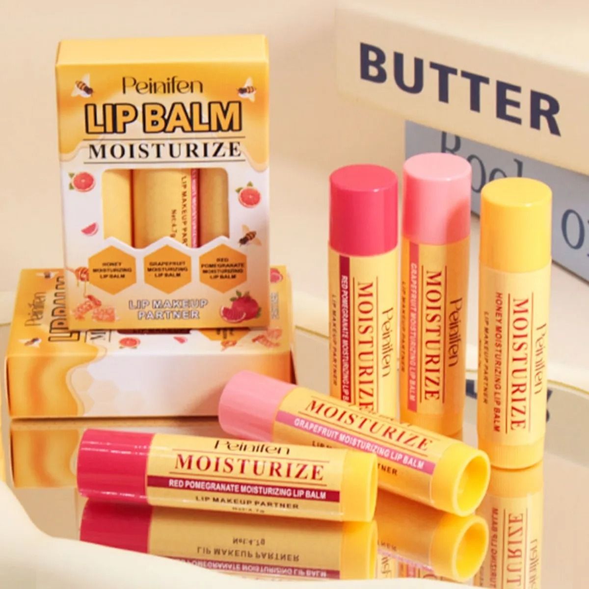 Natural Moisturizing Lip Balm Set with Plant-Based Hydration for Soft Smooth Lips