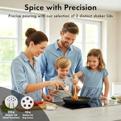 Farmhouse 12Piece Glass Spice Jar Set With Bamboo Lids  Labels 5