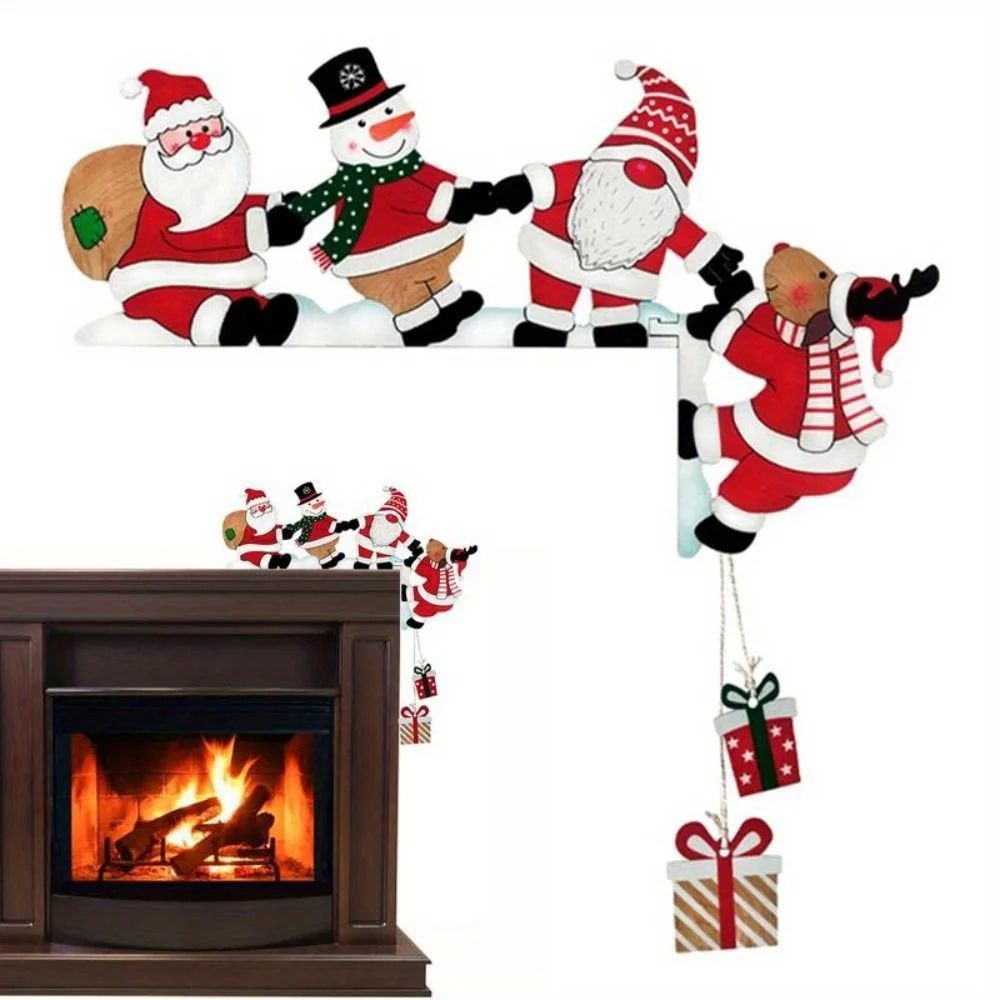 2D Wooden Christmas Door Frame Decorations  Santa Snowman  Reindeer Hanging Holiday Ornaments 5
