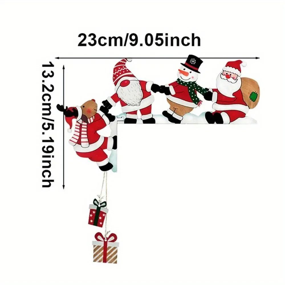 2D Wooden Christmas Door Frame Decorations  Santa Snowman  Reindeer Hanging Holiday Ornaments 6