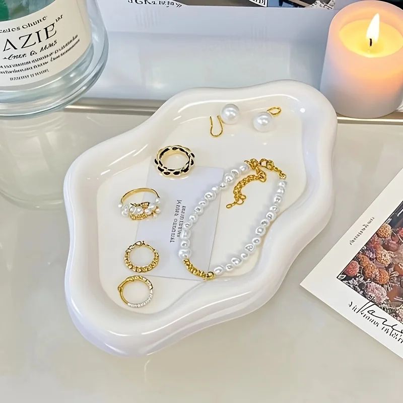 CloudShaped Jewelry Tray  Decorative Storage Plate For Earrings Bracelets  Necklaces Ideal Home Dec 2